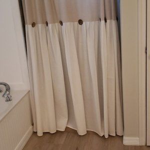 Farmhouse Style Linen Button Shower Curtain